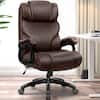 Front. KERDOM - Big Office Leather Chair Computer Desk Chair for Heavy People, 500lbs Capacity Swivel Boss PC Chair Ergonomic High Back - Brown.