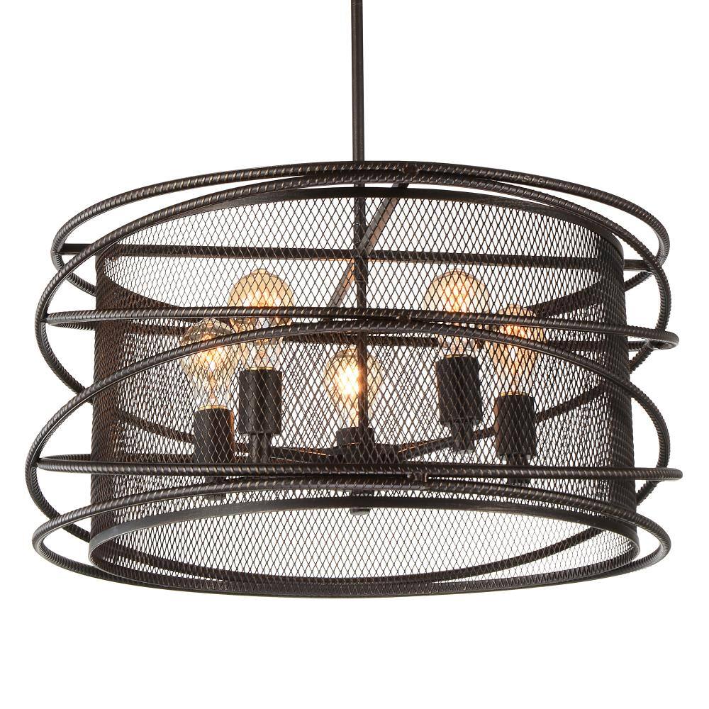 Angle. CWI Lighting - Darya 5 Light Up Pendant With Brown Finish - Brown.