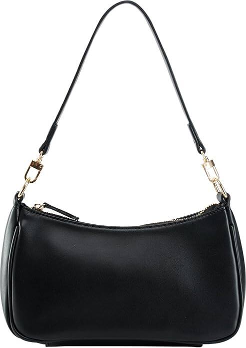 Front. Vulpecula Spade - Shoulder Bag for Women with 2 Removable Straps and Zipper Closure Crossbody Bags Clutch Tote HandBags Purses - Black.