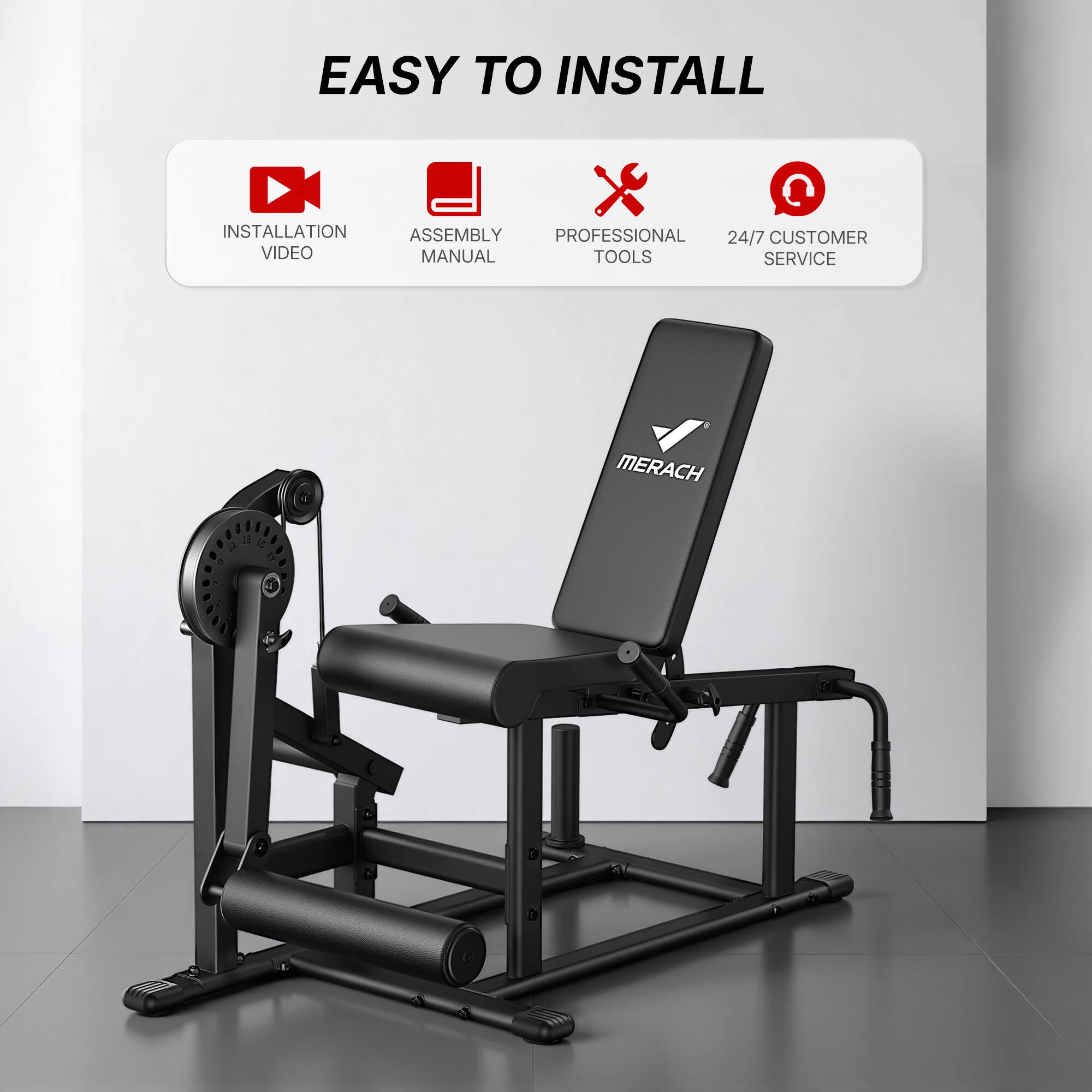 EASY TO INSTALL  
INSTALLATION ASSEMBLY PROFESSIONAL 24/7 CUSTOMER VIDEO MANUAL TOOLS SERVICE  
MERACH