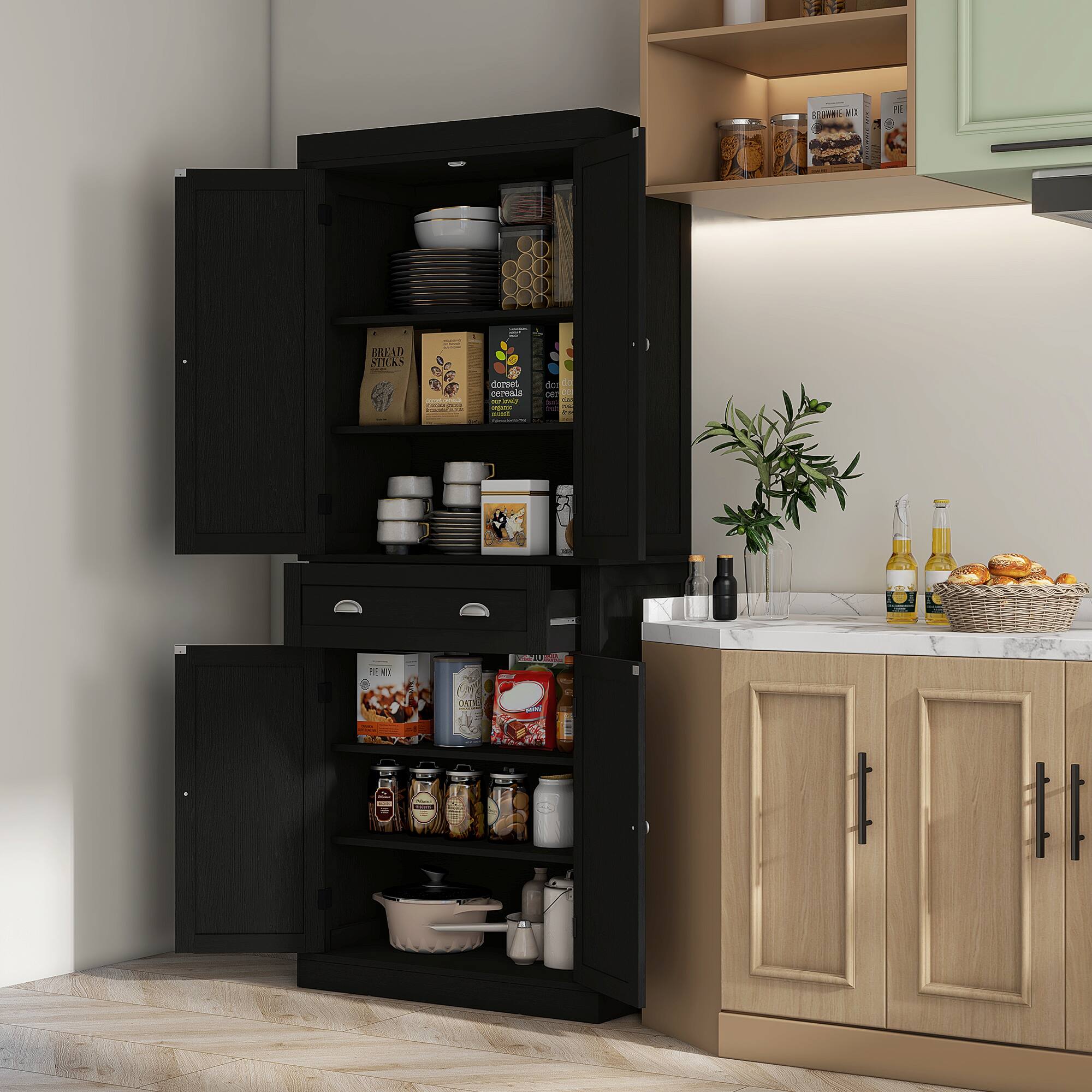 HomCom Kitchen Pantry Cabinet - Thumbnail 2