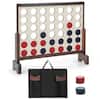 Front. Costway - Costway 4-in-a-row Game Set with 42 PCS Chips & 600D Oxford Fabric Carrying Bag Wooden - Brown.