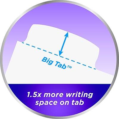 Big Tab™  
1.5x more writing space on tab
