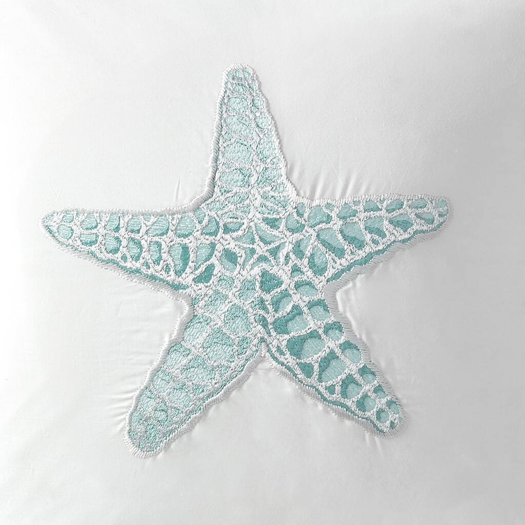 Alt View 5. Gracie Mills - Gracie Mills Celina Seashell Embroidered Cotton Square Pillow - White.