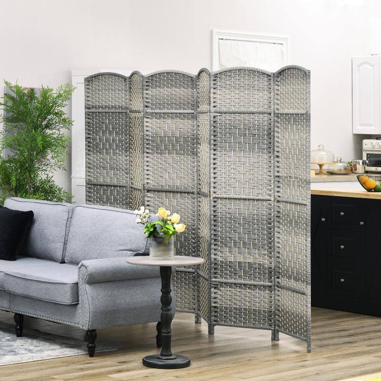 Alt View 1. PULUZ - Folding Room Divider Screen 6 Panel 6' Tall Privacy Screen Freestanding Wood Partition for Home Office - Mixed Gray.