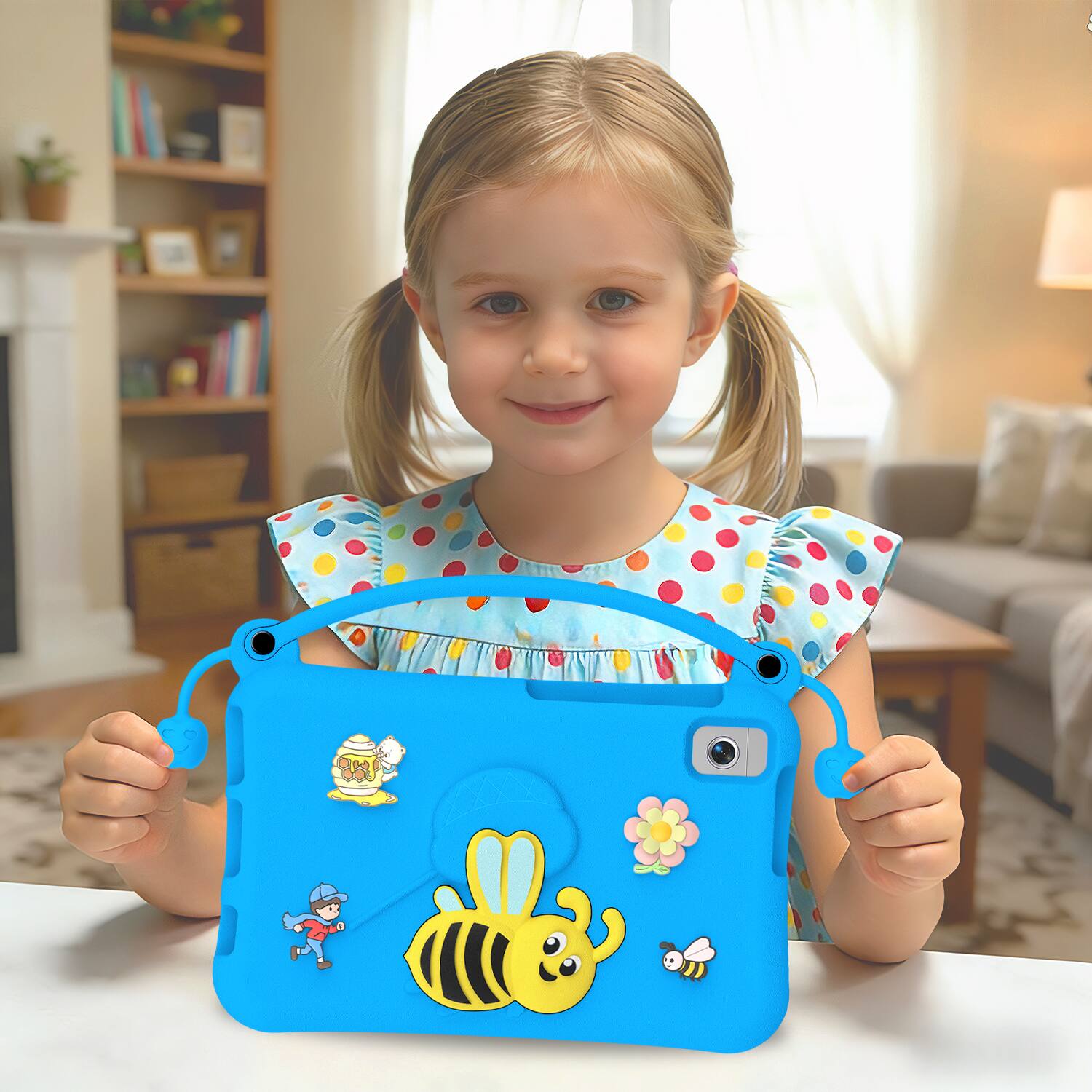 Alt View 5. Dteck - for Samsung Galaxy Tab A9 2023 & Tab A11 2025 (X133/X135) 8.7" Kids EVA Tablet Case,Shockproof Kickstand Cover + Handle - Blue.