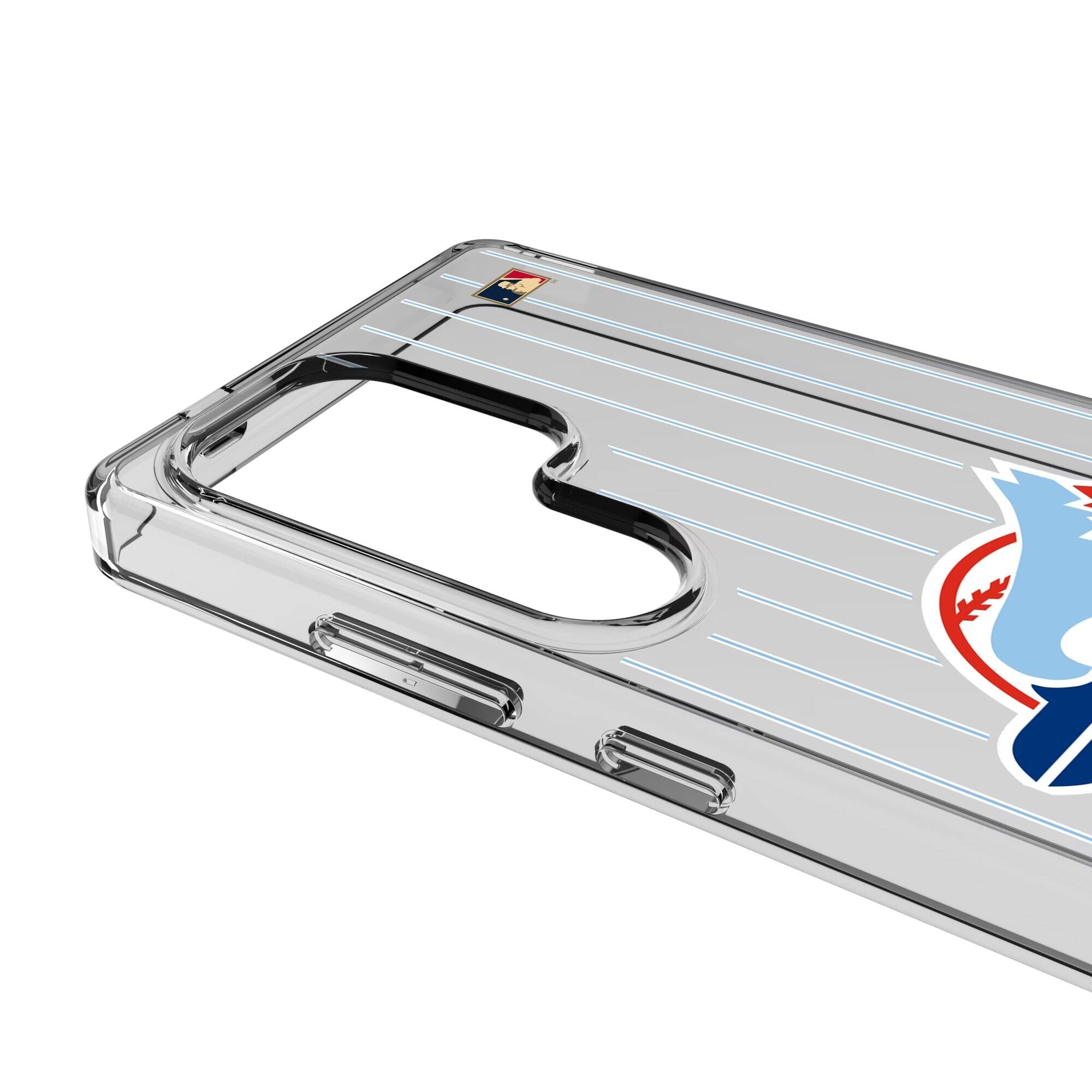 Alt View 2. Keyscaper - Toronto Blue Jays 1977-1988 Cooperstown Pinstripe Galaxy Clear Case - S25 Ultra - Multicolor.