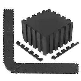 Gymax - 54 Pack Interlocking EVA Foam Floor Tiles 2/5 Inch Thick Puzzle Exercise Mats - Black