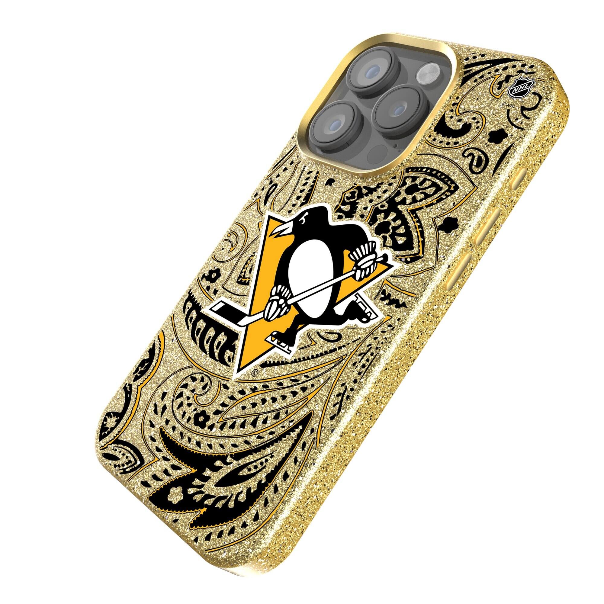 Alt View 1. Keyscaper - Gold Pittsburgh Penguins Paisley Bling iPhone Case - 16 - Gold.