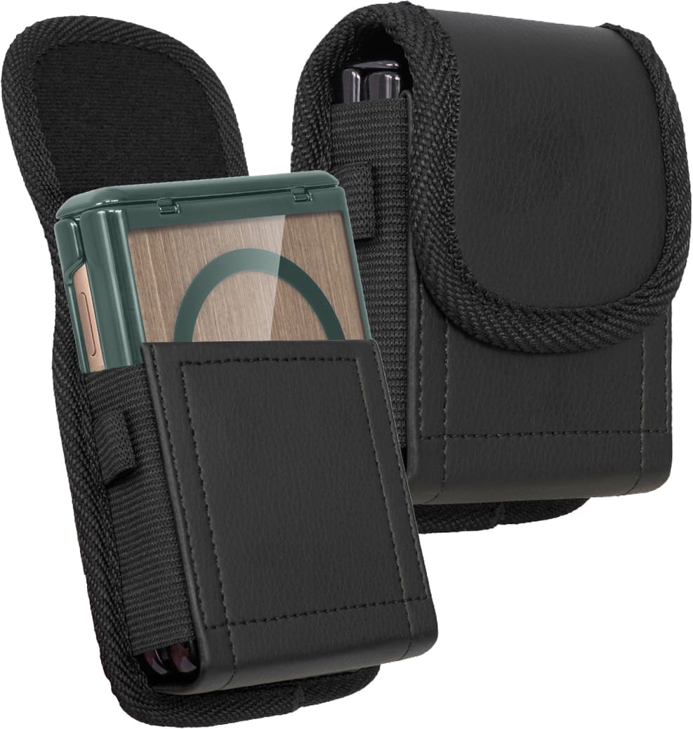 Nakedcellphone - Combo for Motorola RAZR ULTRA 2025/2026 - Case with Screen/Hinge Protector and Belt Clip Pouch - Green