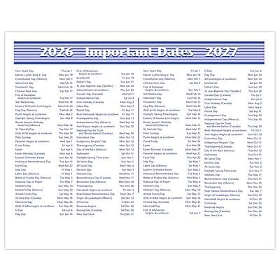 2026 Important Dates 2027

January
- 1st: New Year's Day
- 2nd: National Day of Prayer
- 3rd: Martin Luther King Jr. Day
- 6th: Epiphany
- 15th: Chinese New Year
- 16th: Tu B'Shevat
- 17th: Super Bowl
- 20th: Presidents' Day
- 23rd: Ash Wednesday
- 26th: Australia Day
- 27th: Holocaust Remembrance Day

February
- 1st: Groundhog Day
- 2nd: Valentine's Day
- 14th: Ash Wednesday
- 15th: Ash Wednesday
- 16th: Ash Wednesday
- 17th: Ash Wednesday
- 18th: Ash Wednesday
- 19th: Ash Wednesday
- 20th: Ash Wednesday
- 21st: Ash Wednesday
- 22nd: Ash Wednesday
- 23rd: Ash Wednesday
- 24th: Ash Wednesday
- 25th: Ash Wednesday
- 2