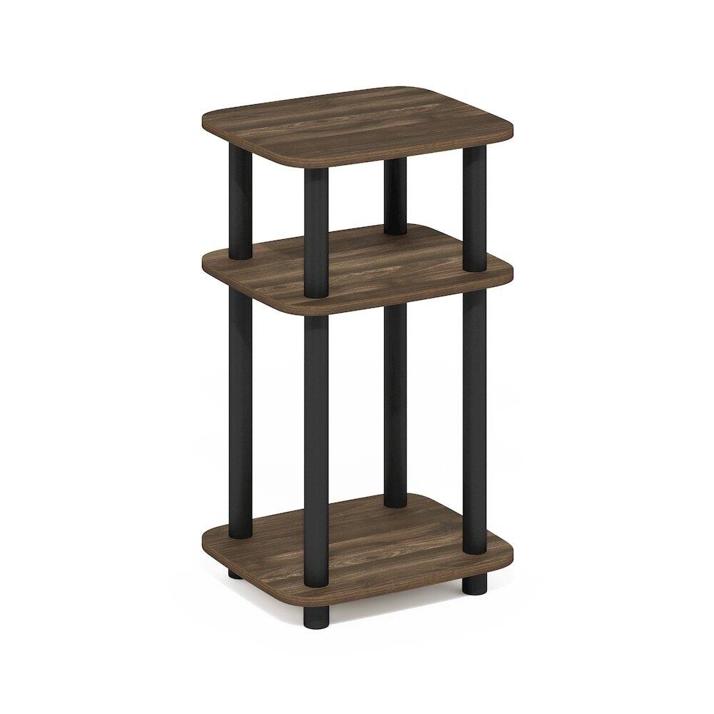 Left. Furinno - JUST Night Stand, 3-Tier Turn-N-Tube Nightstand with Open Shelf, Round Curve Corner Side Table, End Table, Easy Assembly - Columbia Walnut/Black.
