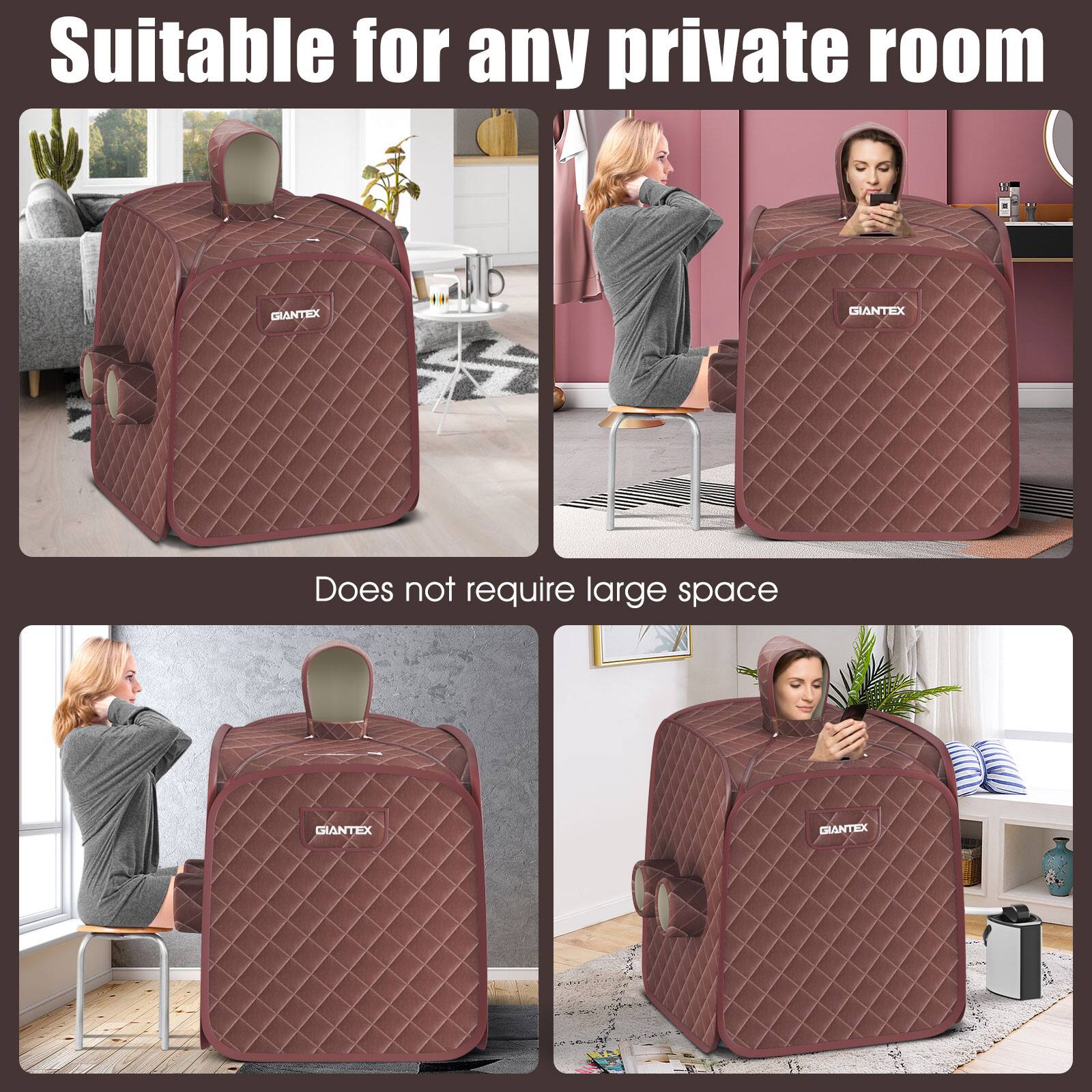 Suitable for any private room:

1. The image shows a woman sitting in a chair with a large suitcase around her.
2. The woman is sitting in a chair with a large suitcase around her.
3. The woman is sitting in a chair with a large suitcase around her.
4. The woman is sitting in a chair with a large suitcase around her.
5. The woman is sitting in a chair with a large suitcase around her.

Does not require large space:

1. The image shows a woman sitting in a chair with a large suitcase around her.
2. The woman is sitting in a chair with a large suitcase around her.
3. The woman is sitting in a chair with a large suitcase around her.
4. The woman is sitting in a chair with a large suitcase around her.
5. The woman is sitting in a chair with a large suitcase around her.