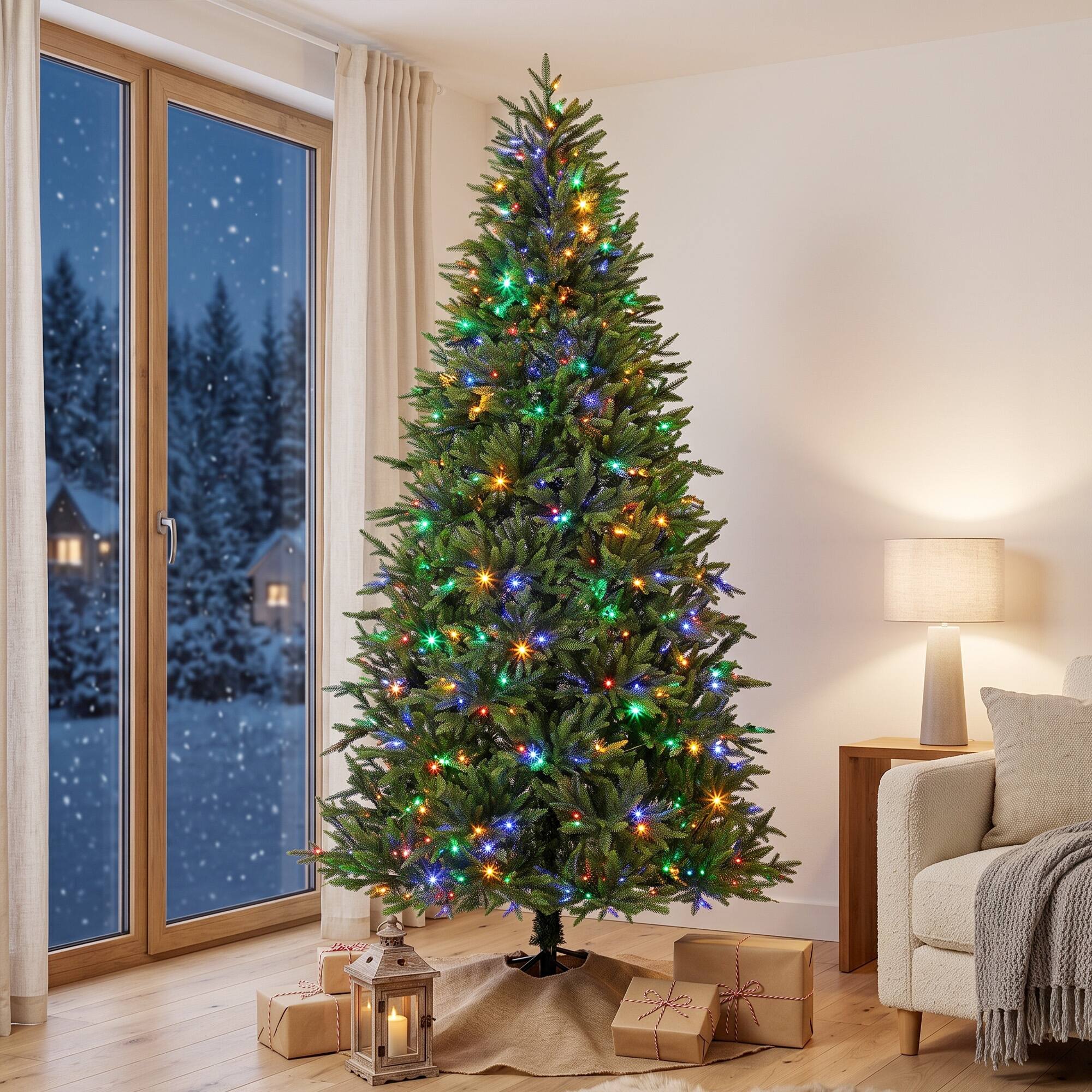 Alt View 1. Homcom - Prelit Christmas Tree with Dual-Color LEDs, All Realistic Tips - Green.