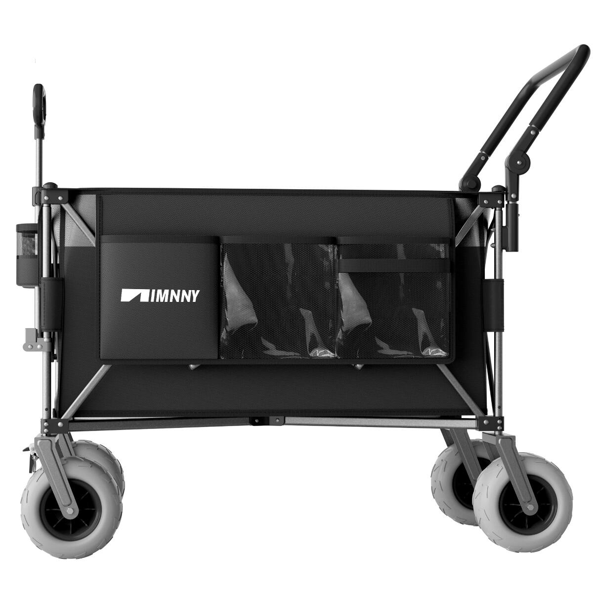 Back. Loheer - Loheer 400L Heavy-Duty Folding Wagon with Large Wheels, Adjustable Push-Pull Handles for Beach Camping.