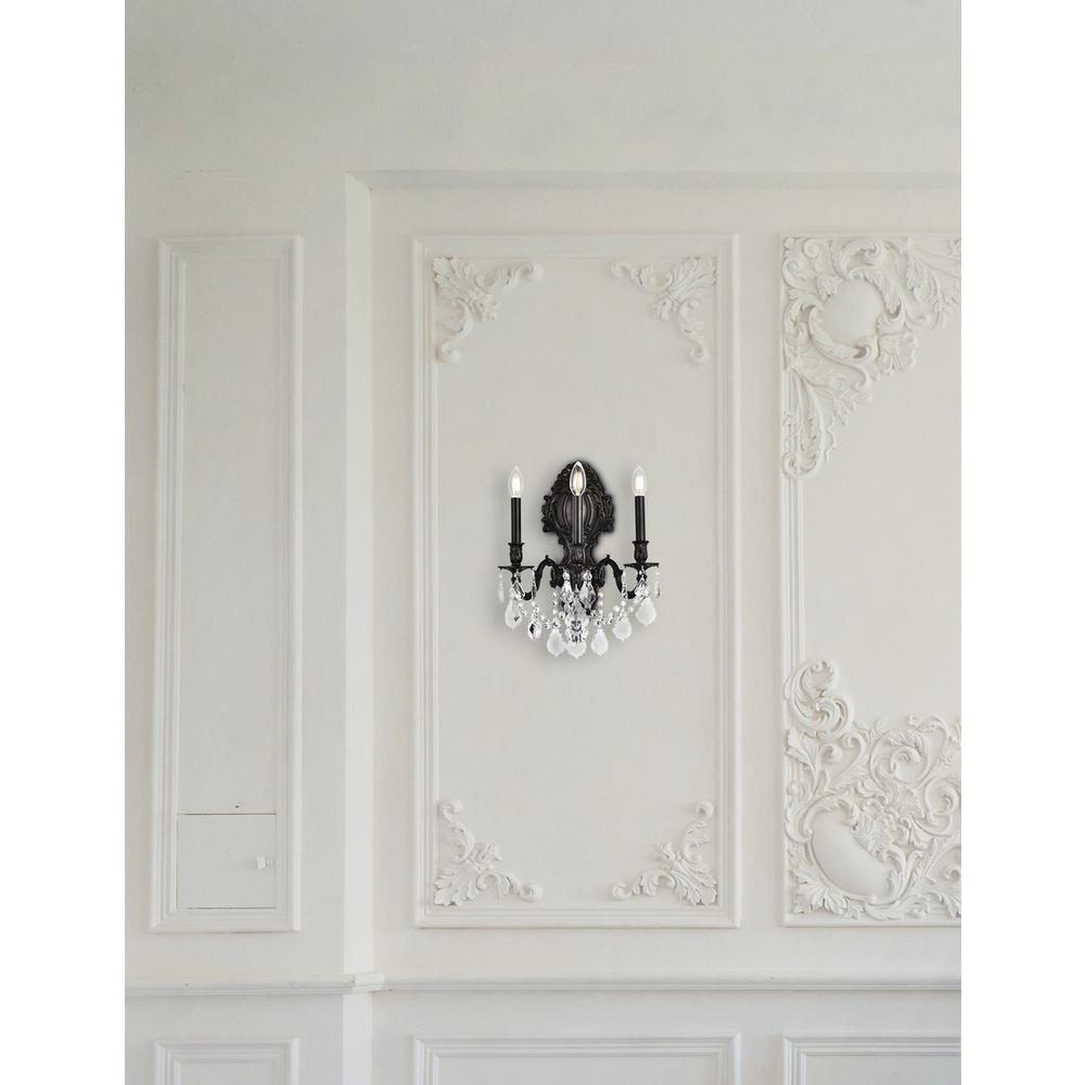 Alt View 1. Elegant Lighting - Monarch 3 light Dark Bronze Wall Sconce Clear Royal Cut Crystal - Dark Bronze.