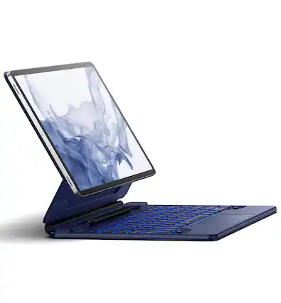 Front. Dexnor - Keyboard Case for Samsung Galaxy Tab S10+ Plus/S9+ Plus/S9 FE+ Plus/S8+ Plus/S7+ Plus/S7 FE with Magnetic Stand - Blue.