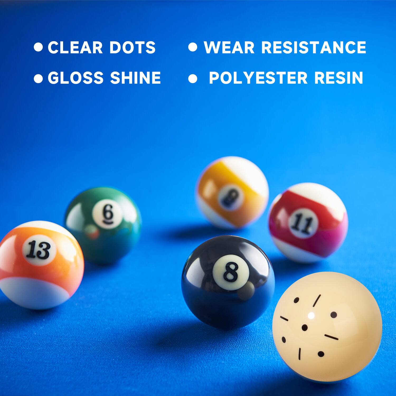 CLEAR DOTS, WEAR RESISTANCE, GLOSS SHINE, POLYESTER RESIN, 13, 6, 9, 8, 11