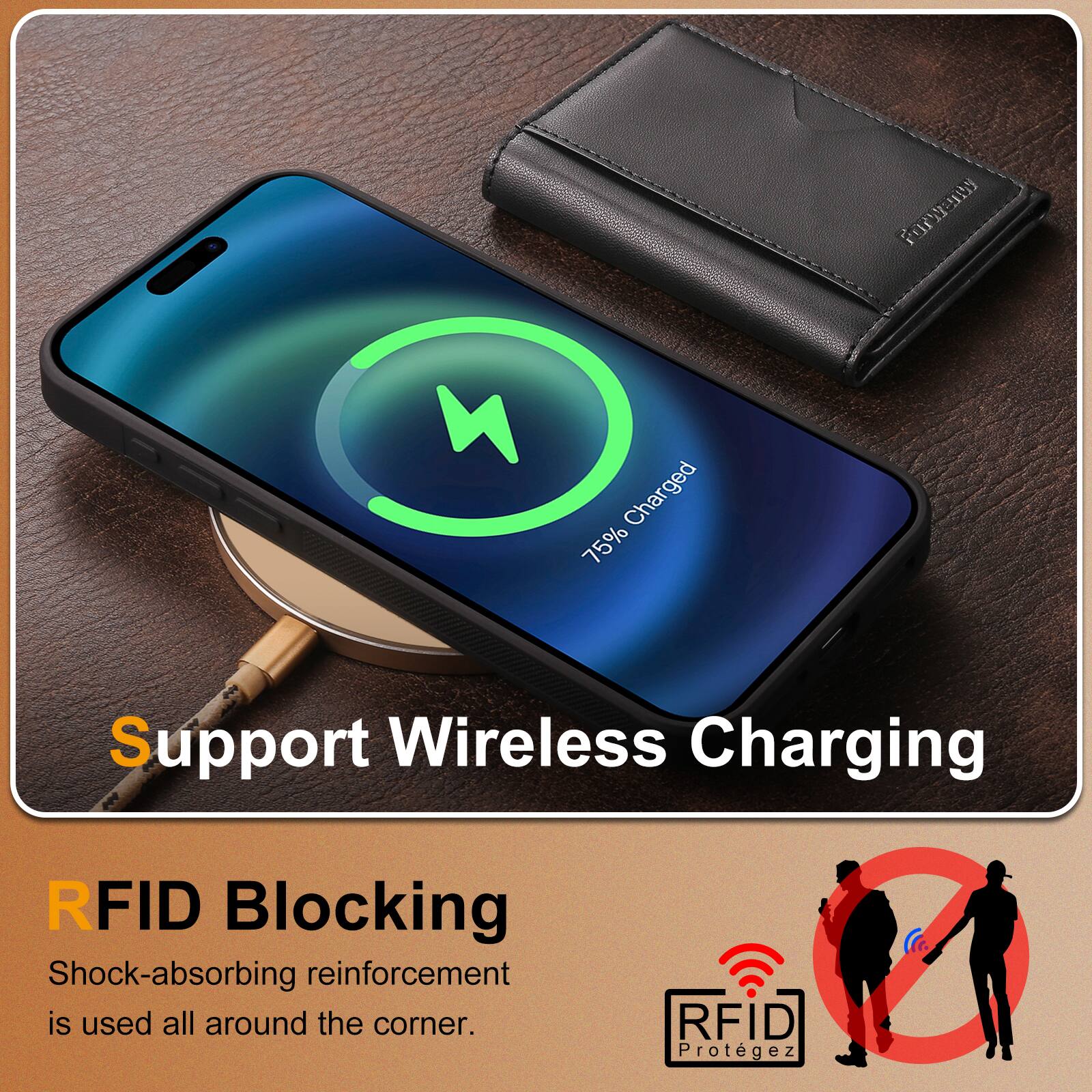 Support Wireless Charging

RFID Blocking
Shock-absorbing reinforcement is used all around the corner.

RFID Protégez