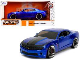 2010 Chevrolet Camaro Candy Hood "Bigtime Muscle" Series 1/24 Diecast Model Car by Jada - Blue With Black