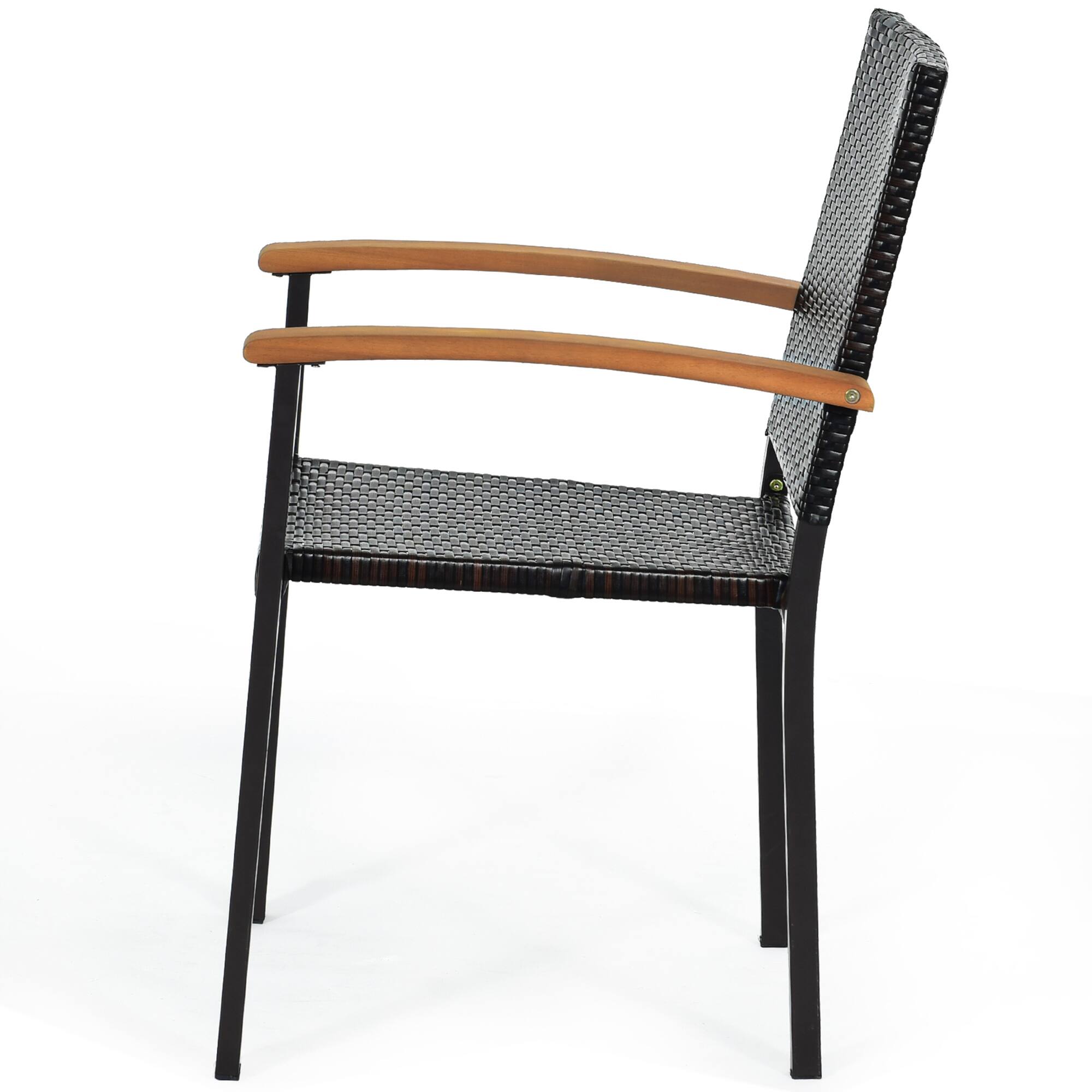 Alt View 9. Gymax - Gymax 2PCS Stackable Patio Wicker Dining Chair Rattan Armchair Outdoor Yard - as pic.