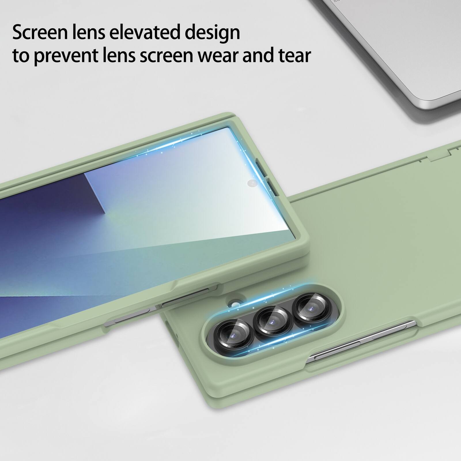 Screen lens elevated design to prevent lens screen wear and tear