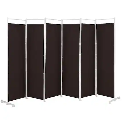 Front. Costway - Costway 6-Panel Room Divider Folding Privacy Screen w/Steel Frame Decoration - Brown.