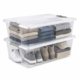 Sorbus - 2 Pack 40qt Underbed Bins with Lids and Handles - Clear