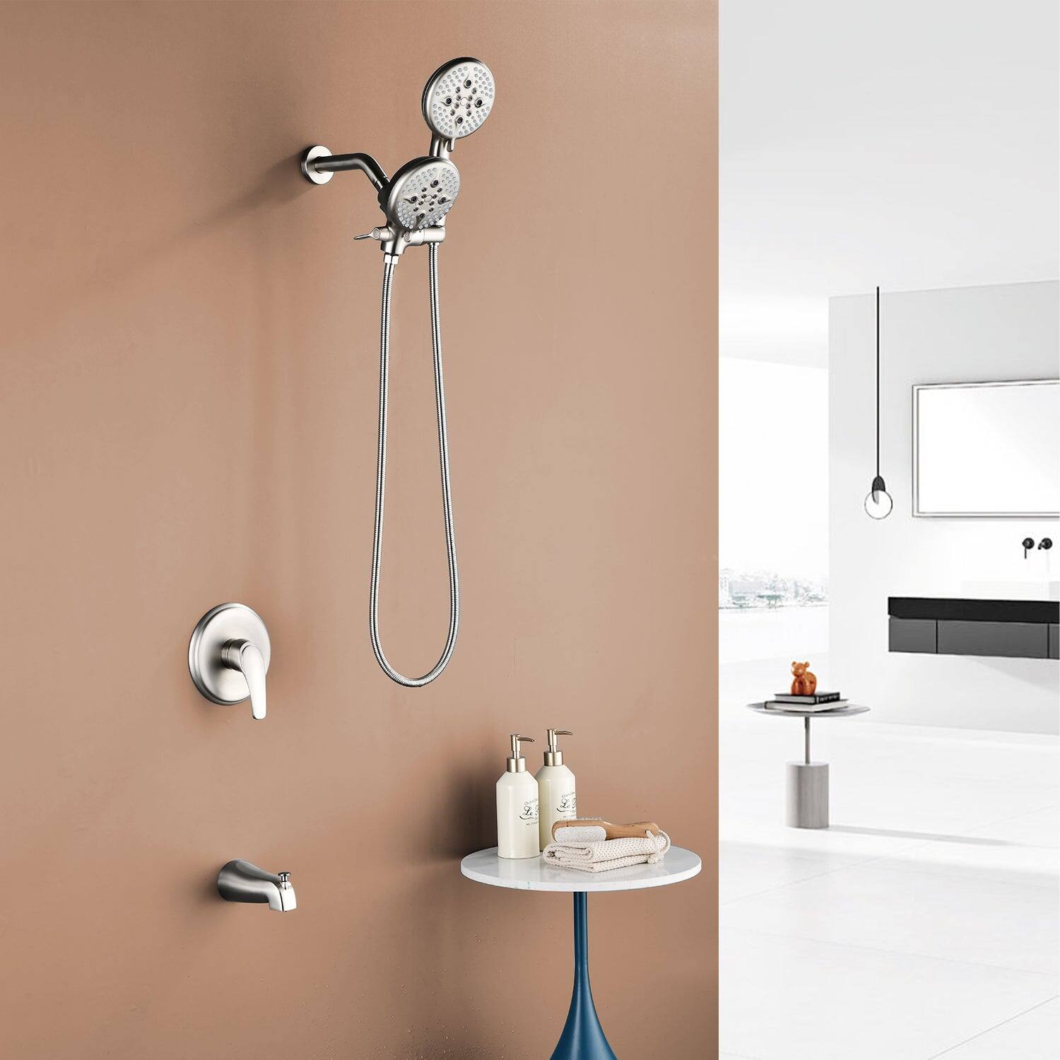 Alt View 2. Boyel Living - Brushed Nickel Shower Set with Five Function Rain Shower and Handheld Shower and cUPC Pressure Balance Valve - Brushed Nickel.