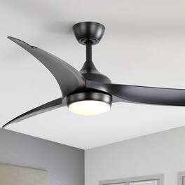 Sofucor - 52 Inch Bedroom Ceiling Fan with Integrated LED Light and Remote Control Quiet DC Motor Indoor Outdoor - Black