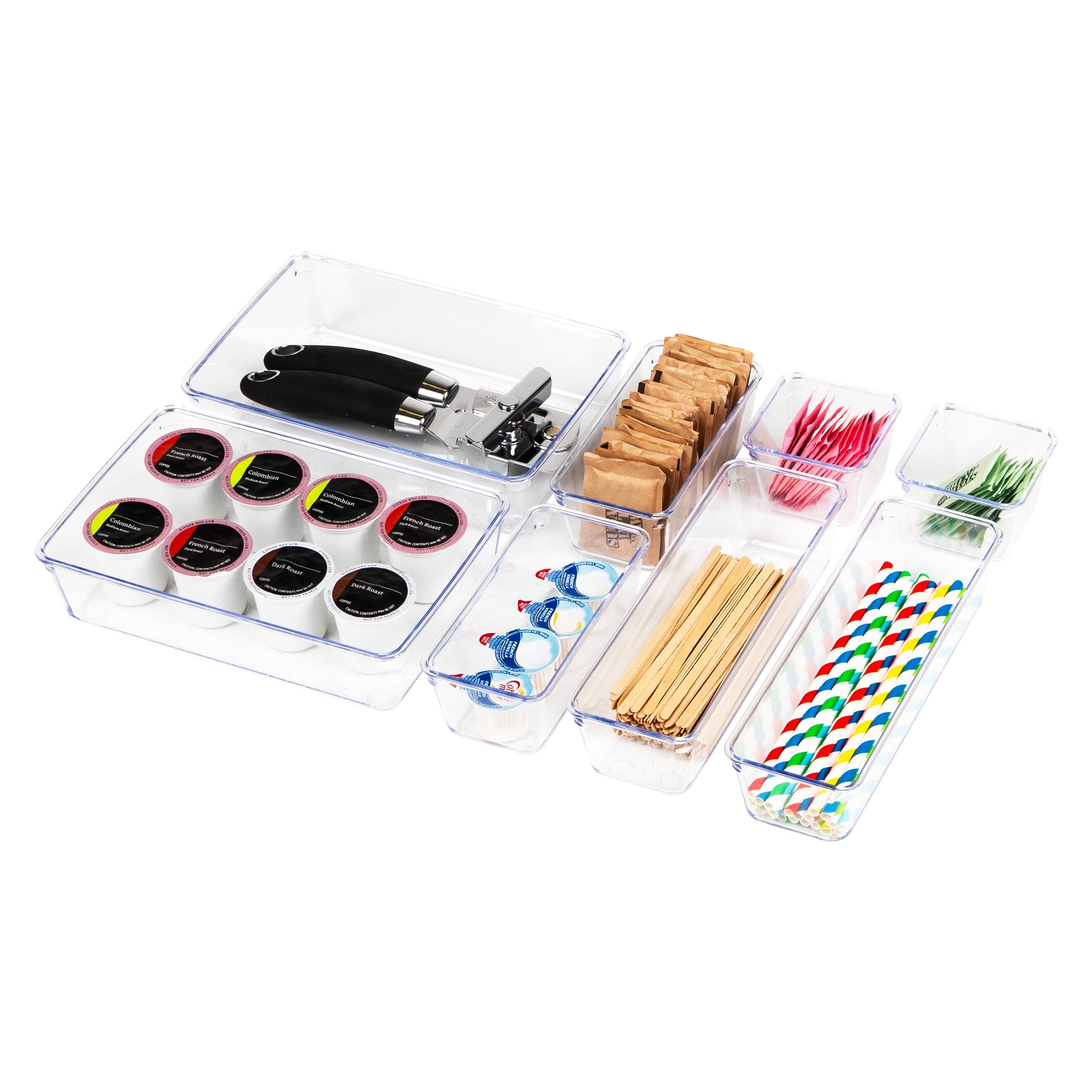 Alt View 4. Mind Reader - 8-Piece Drawer Organizer Set, Storage Trays, Utensil Holder, Plastic - Clear.