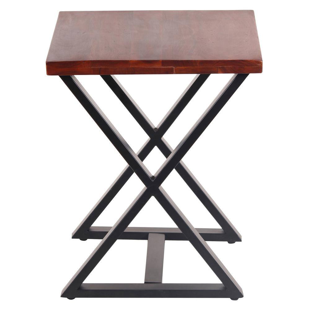 Back. AmeriHome - AmeriHome Acacia Cross Leg Side Table - Multicolor.