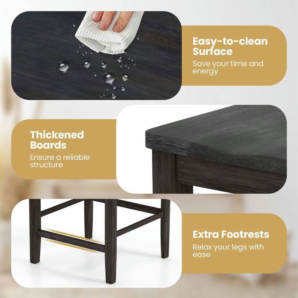 Easy-to-clean Surface  
Save your time and energy  

Thickened Boards  
Ensure a reliable structure  

Extra Footrests  
Relax your legs with ease