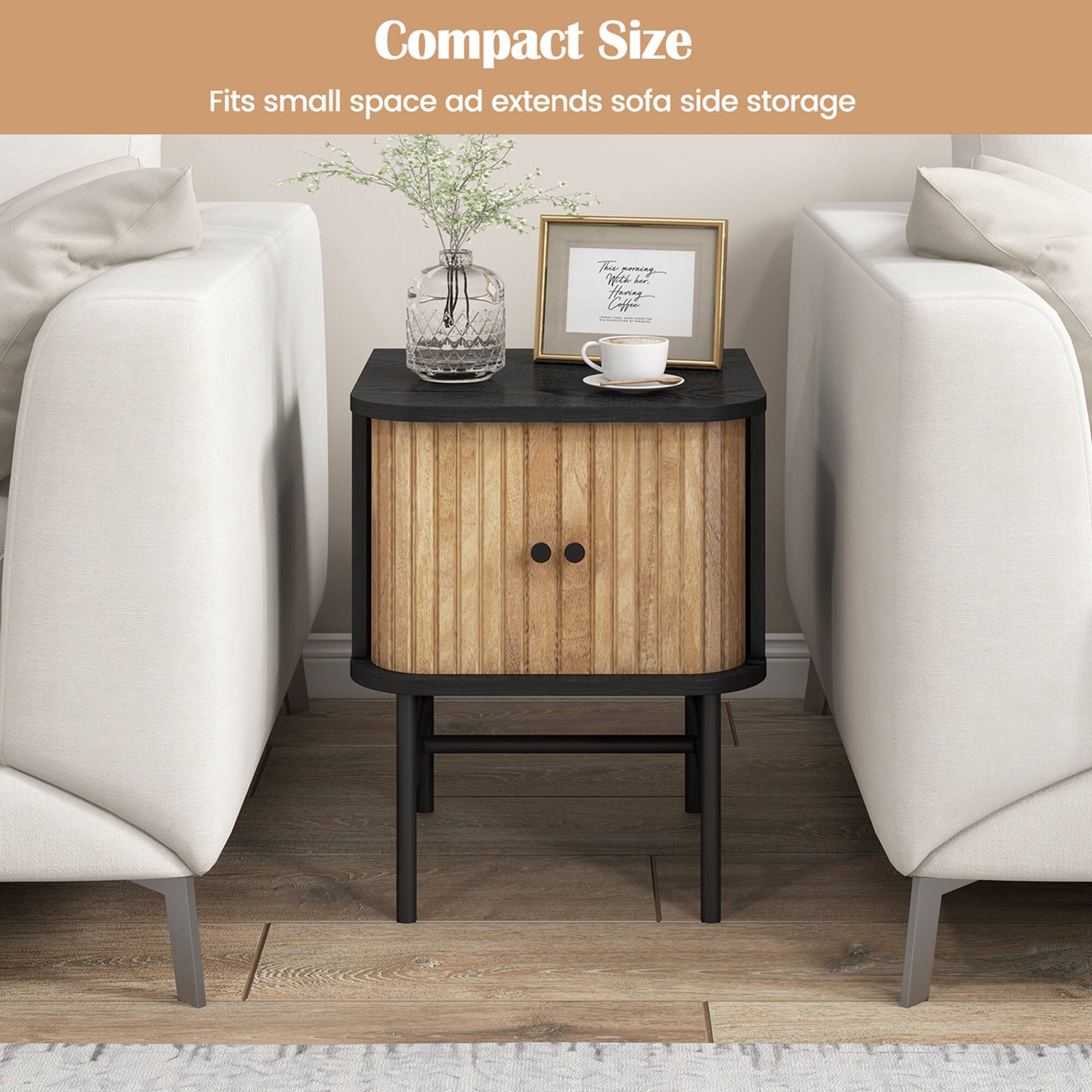 Compact Size Fits small space and extends sofa side storage.