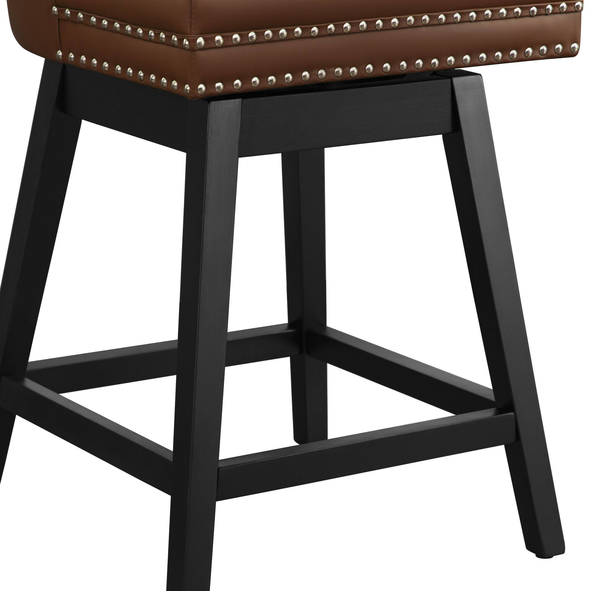 Alt View 2. KERDOM - Swivel Bar Stools with Backs, 26" Counter Barstools Set of 2, PU Leather Upholstered Kitchen Island Chairs for Home Bar - Camel.