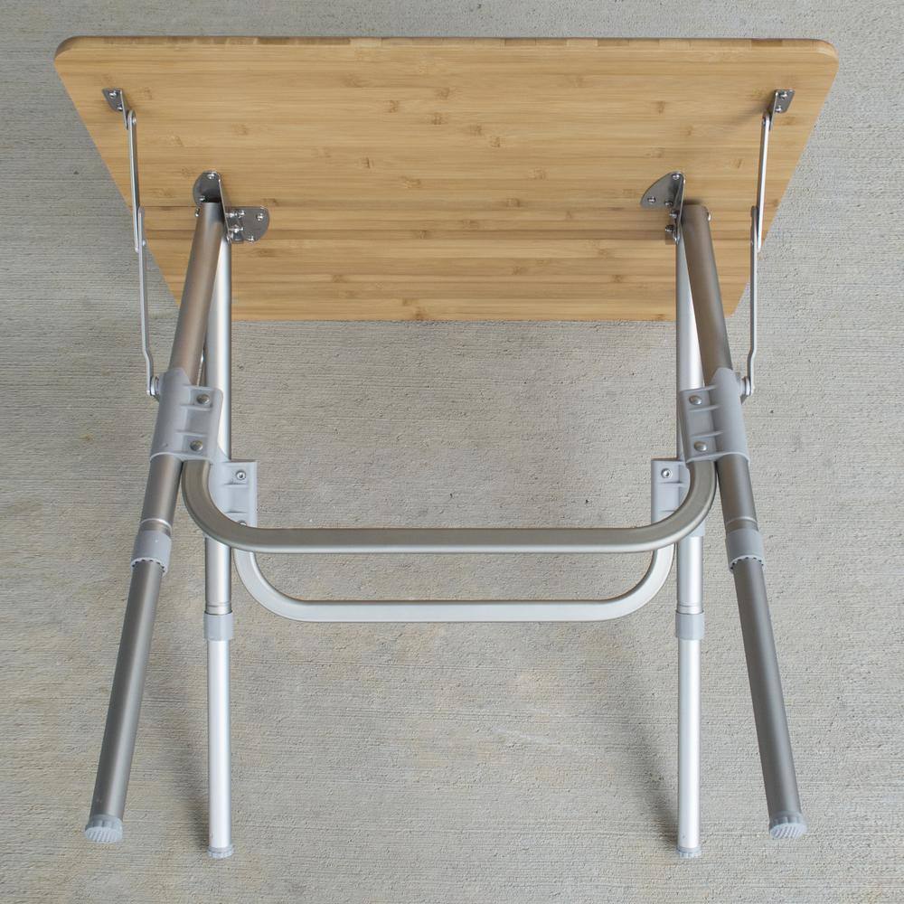 Back. AmeriHome - Folding Bamboo Side Table - Brown.