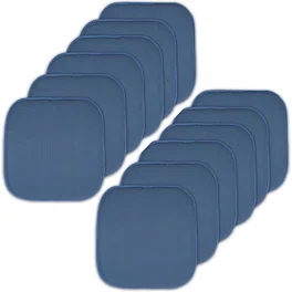 Sweet Home Collection - Honeycomb Memory Foam No Slip Back 16" x 16" Chair Pad Cushion, 12-Pack - Blue