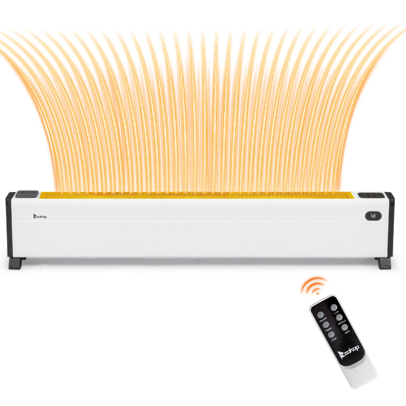 Front. Winado - 48" Baseboard Heater, 1500W Electric Baseboard Space Heater with 3 Heat Settings, Remote Control, Built-in Humidifier - White.