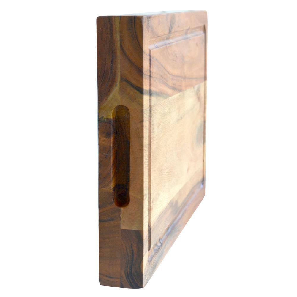 Left. AmeriHome - Acacia Wood Cutting Board 21 in. x 18 in. - Brown.