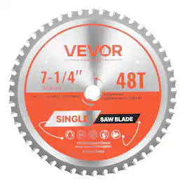 VEVOR - Circular Saw Blade, 7-1/4 inch Diameter, 48 Precision Alloy Teeth, 5/8 inch Arbor, Smooth Finish, Metal Cutting Blade - Orange