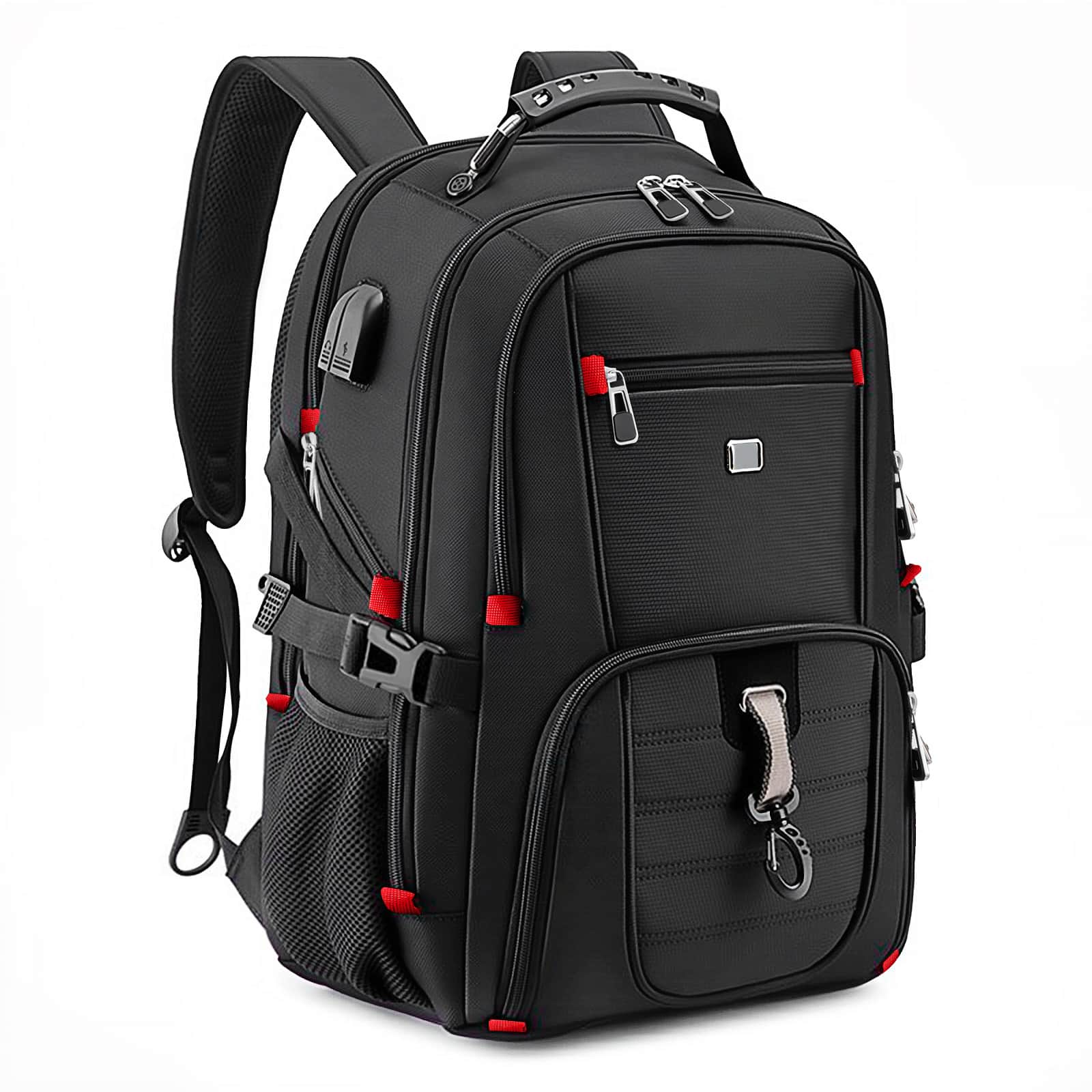 HONGGE - Waterproof Laptop Backpack with USB Port for Travel and Work - Black