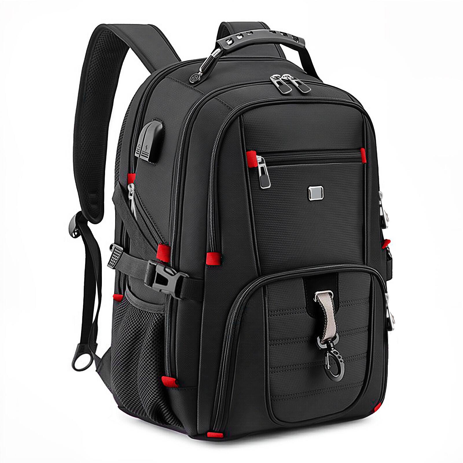 HONGGE - Waterproof Laptop Backpack with USB Port for Travel and Work - Black