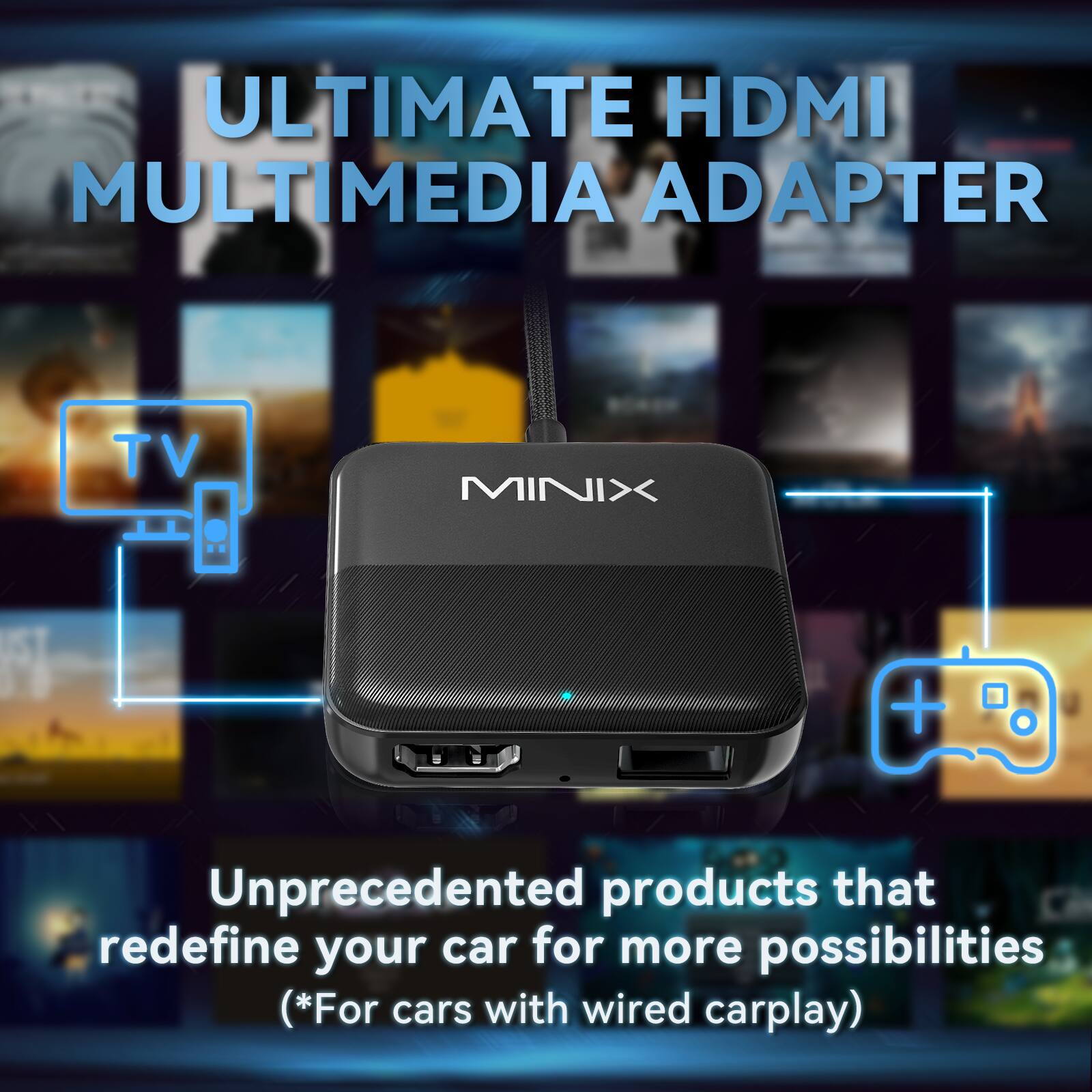 Ultimate HDMI Multimedia Adapter - Minix: Unprecedented products that redefine your car for more possibilities (For cars with wired carplay).