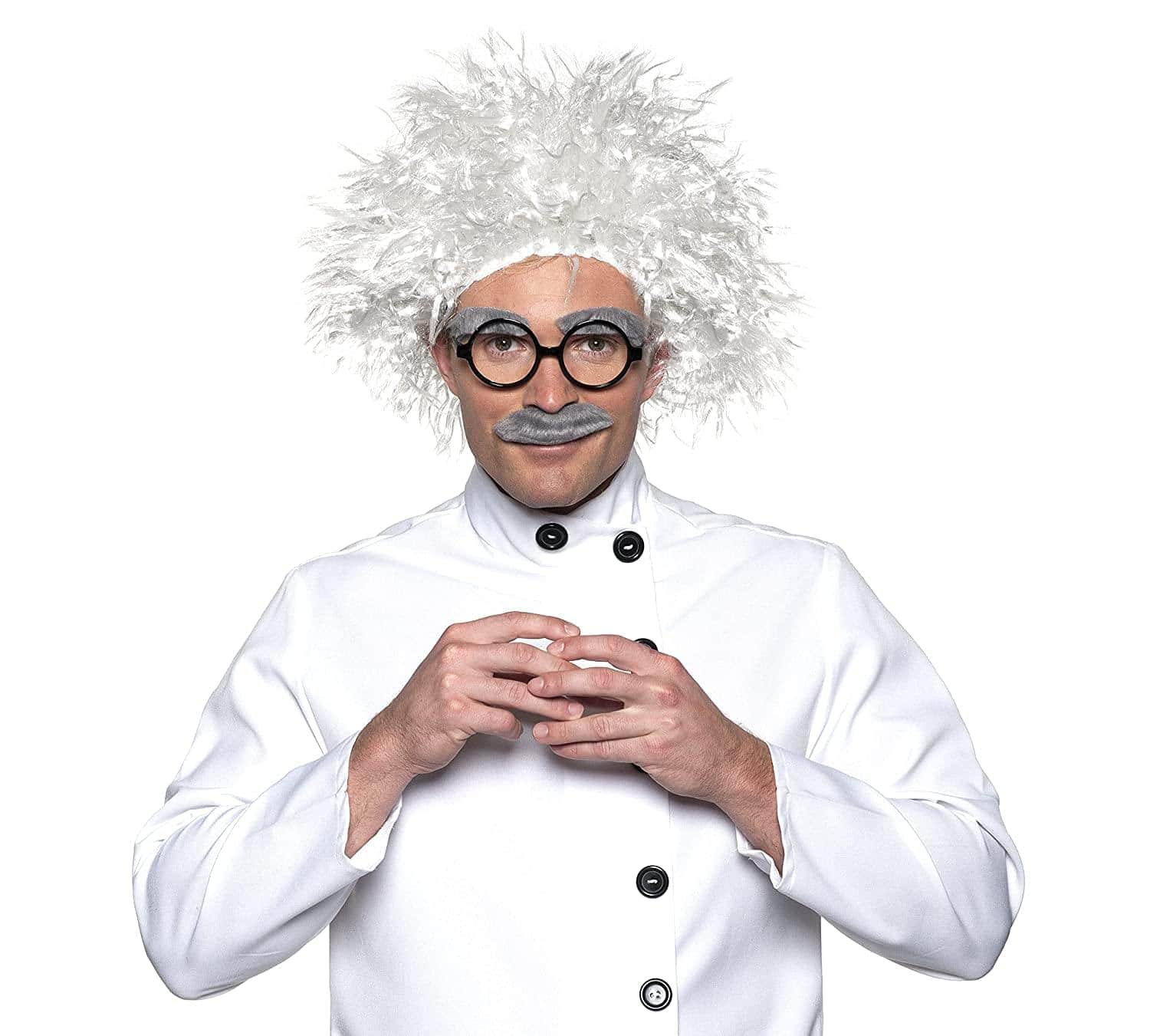 Underwraps - 4-Piece Scientist Halloween Costume Accessory Kit With Wig Eyebrows And Mustache - White price history on PriceWatchPro
