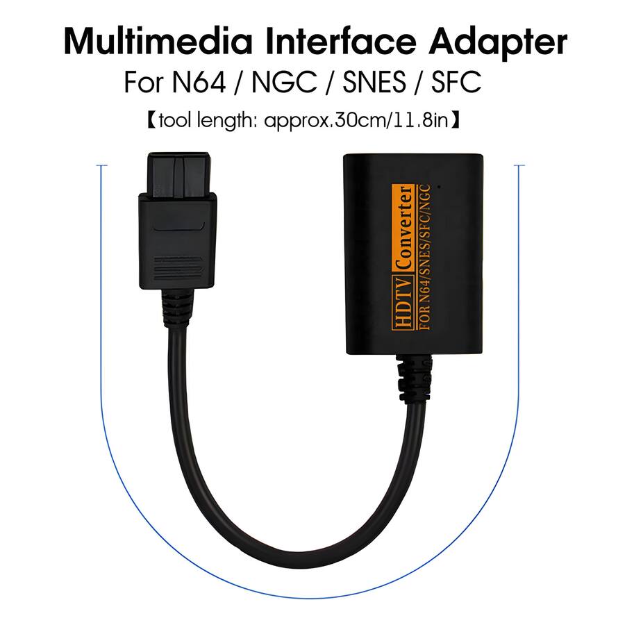 Kitcheniva N64 To HDMI Converter Adapter HD Link Cable For Nintendo Black