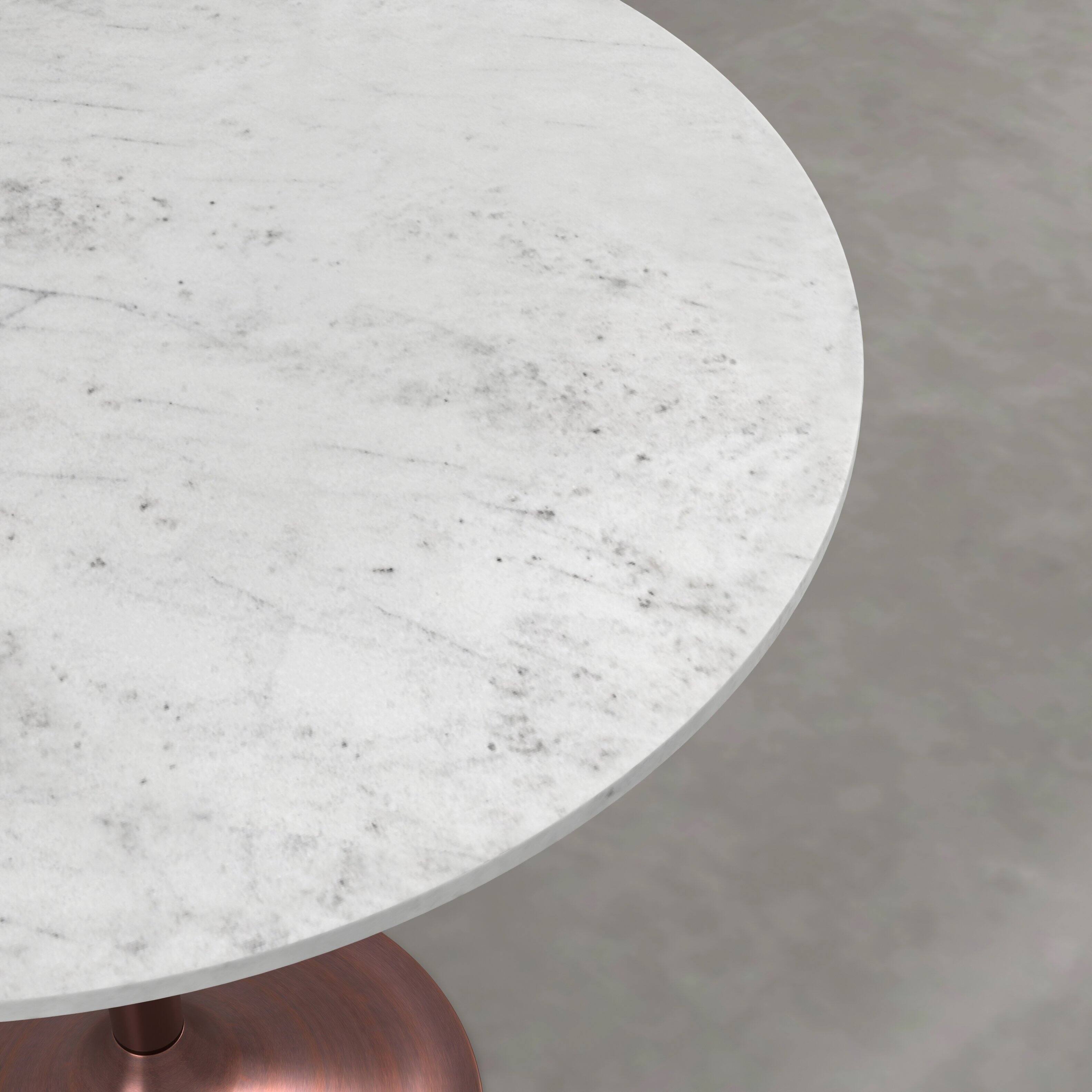 Alt View 2. Simpli Home - Osborne 36 inch Wide Genuine Marble Round Dining Table, White Marble and Burnished Copper - White Marble/Burnished Copper.