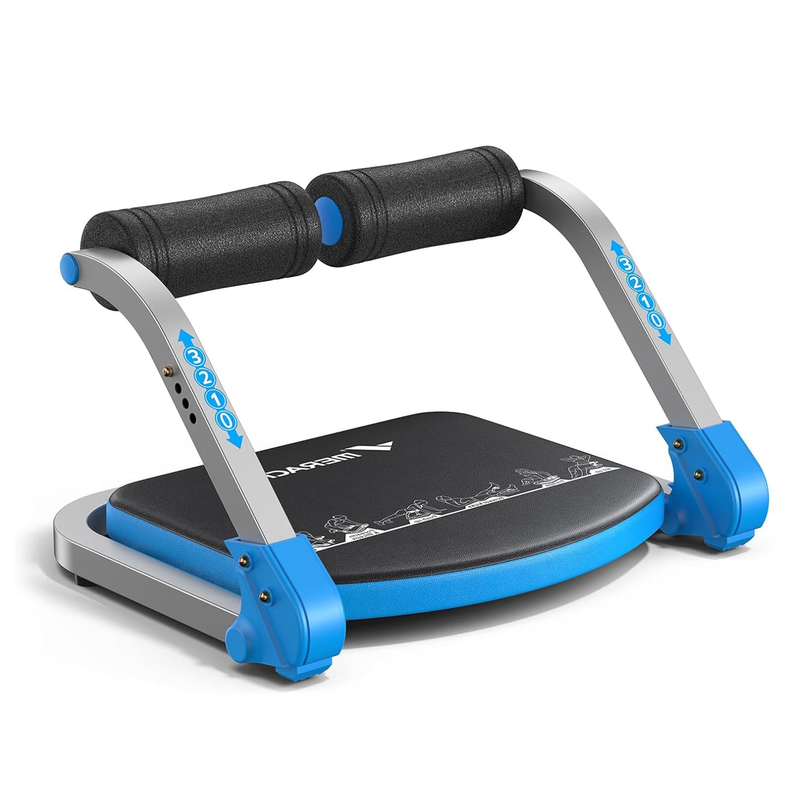 MERACH - Ab Crunch Machine Automatic Rebound for Home Gym Adjustable Sit Up Exercise Equipment with 3 Resistance Levels - Blue