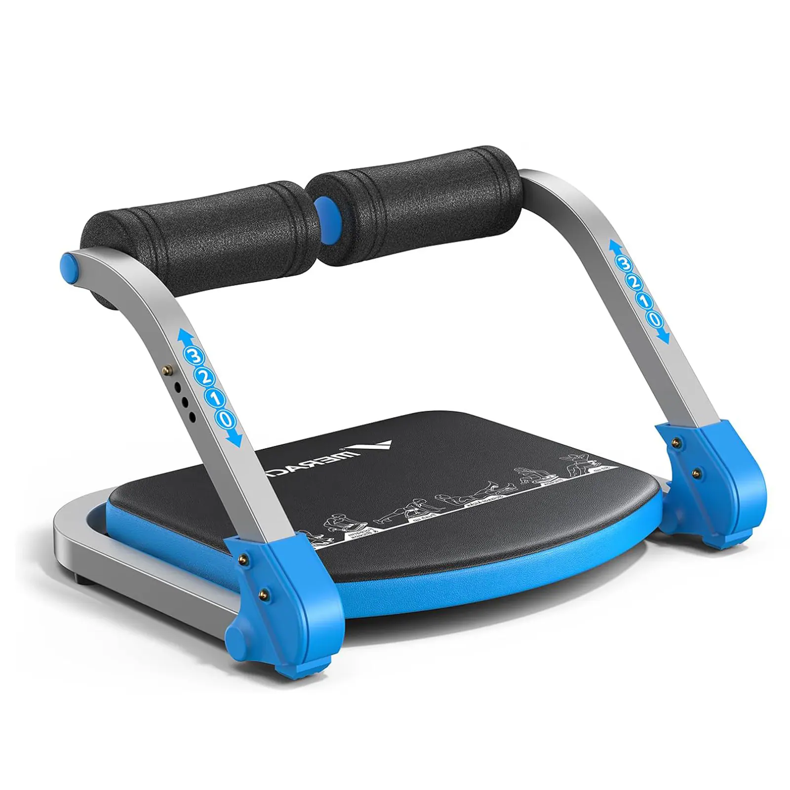 MERACH - Ab Crunch Machine Automatic Rebound for Home Gym Adjustable Sit Up Exercise Equipment with 3 Resistance Levels - Blue