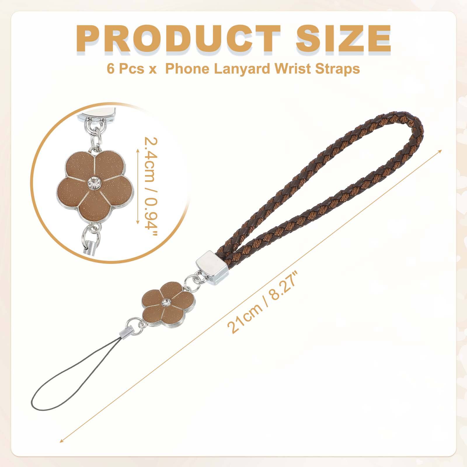 PRODUCT SIZE  
6 Pcs x Phone Lanyard Wrist Straps  
2.4cm / 0.94"  
21cm / 8.27"