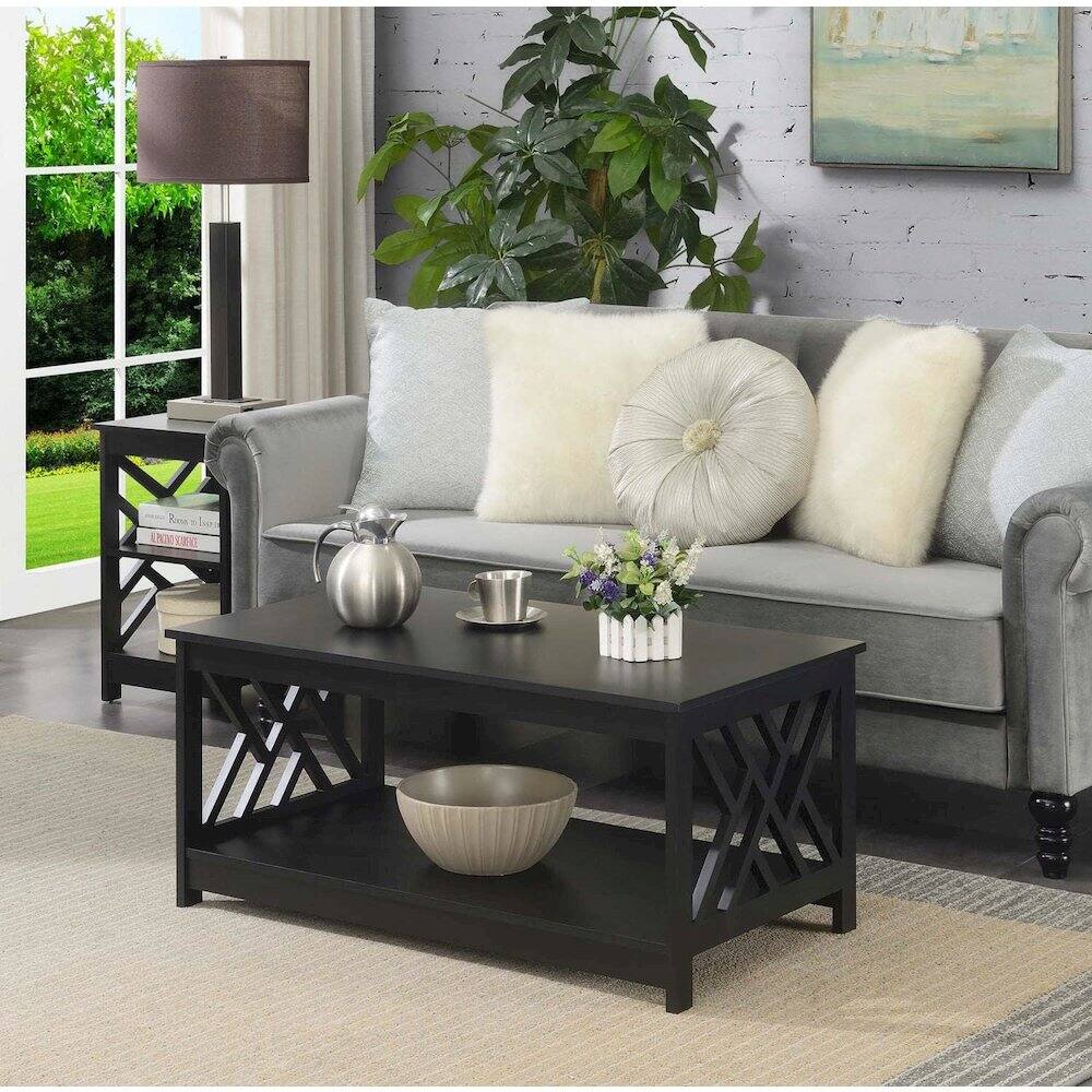 Back. Convenience Concepts - Titan Coffee Table with Shelf, Black - Black.